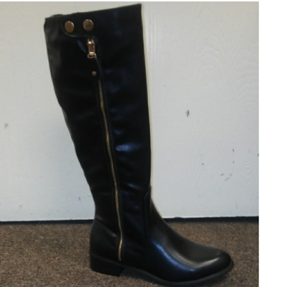 New Women's Black Knee High Riding Boots